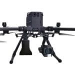 Dron DJI M300 M350 equipado con IMSI catcher para la identificación y localización de teléfonos móviles mediante tecnología celular.